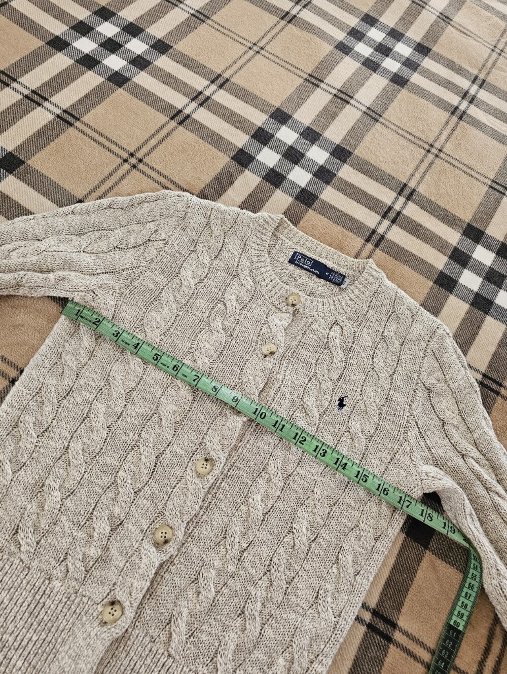 Polo by Ralph Lauren Cream Cable-Knit Button Cardigan Sweater - Picture 7 of 8